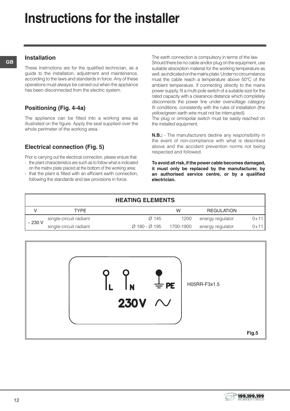 Instructions for the installer | Indesit DP2RIX User Manual | Page 12 / 52