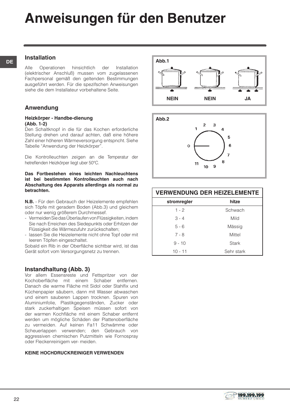 Anweisungen für den benutzer | Indesit DP2RIX User Manual | Page 22 / 52