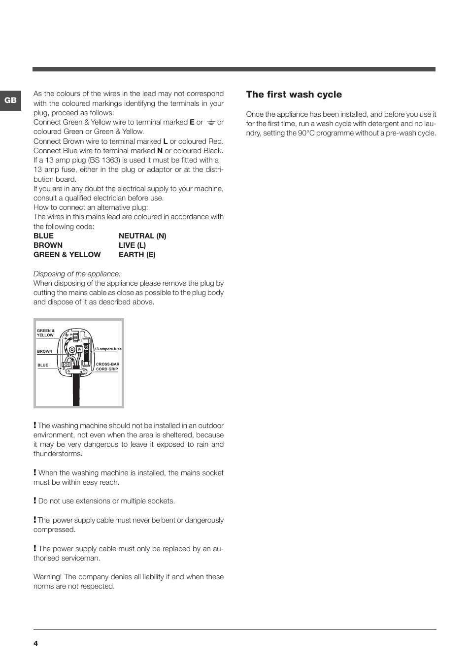 The first wash cycle | Indesit IWE8123UK User Manual | Page 4 / 16