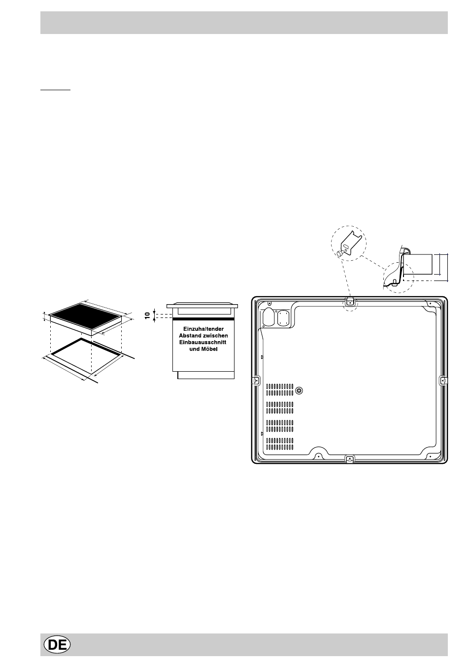 Installation und befestigung, Unterseite des kochfeldes | Indesit MK64R User Manual | Page 16 / 48