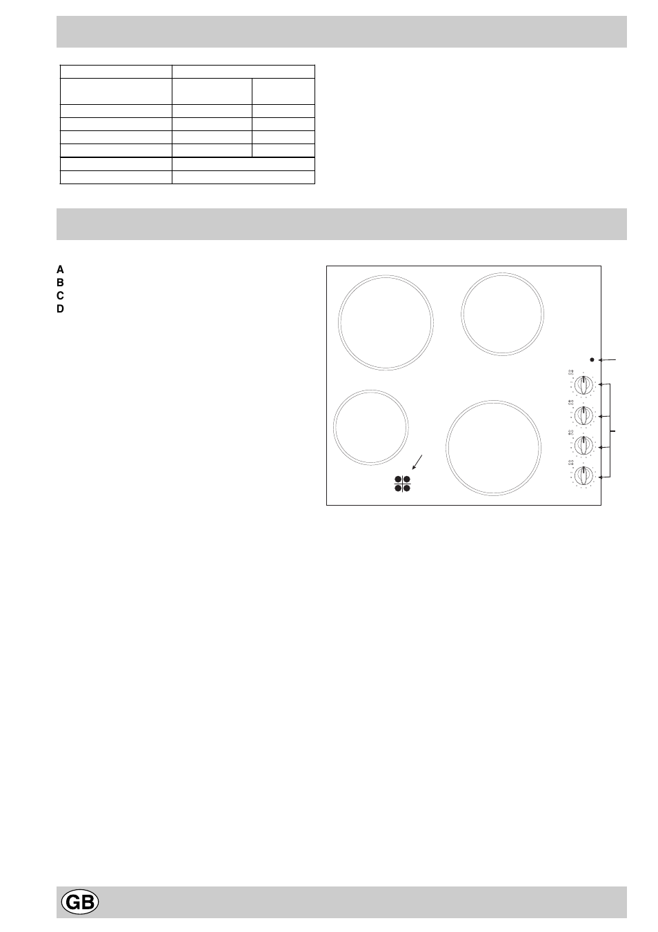 Cooking zone description, Description of the cooktop, R = simple radiant | Indesit MK64R User Manual | Page 24 / 48