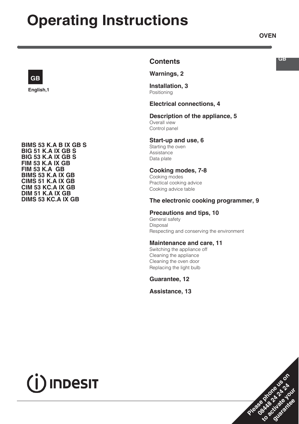 Indesit BIMS53K-AIXGB User Manual | 16 pages