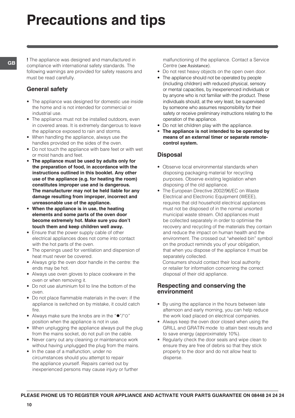 Precautions and tips | Indesit BIMS53K-AIXGB User Manual | Page 10 / 16