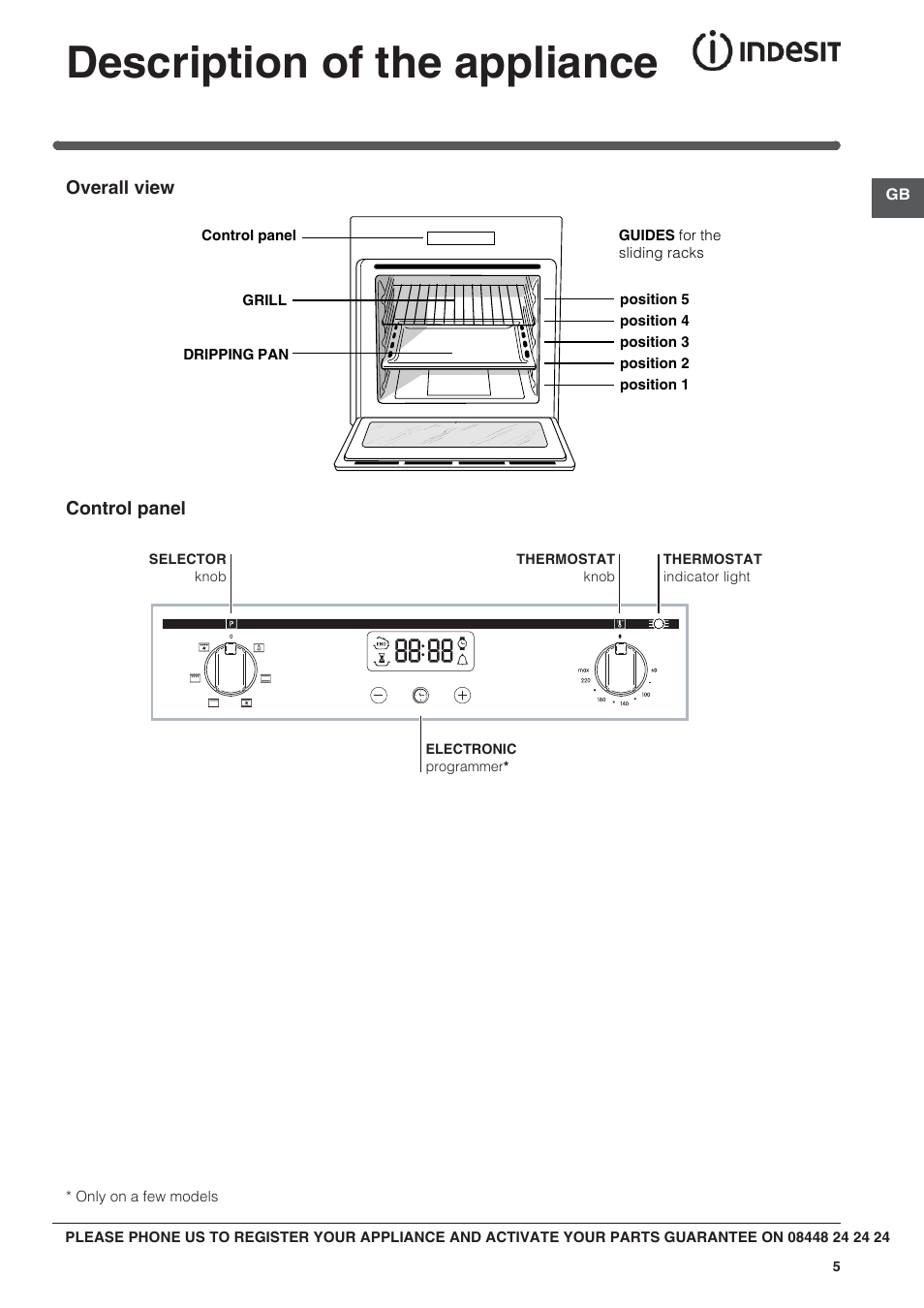 Description of the appliance | Indesit BIMS53K-AIXGB User Manual | Page 5 / 16