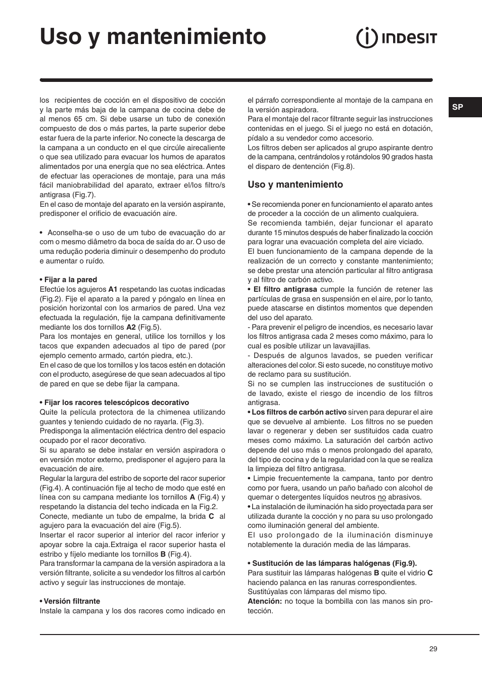 Uso y mantenimiento | Indesit H361FBK User Manual | Page 27 / 36