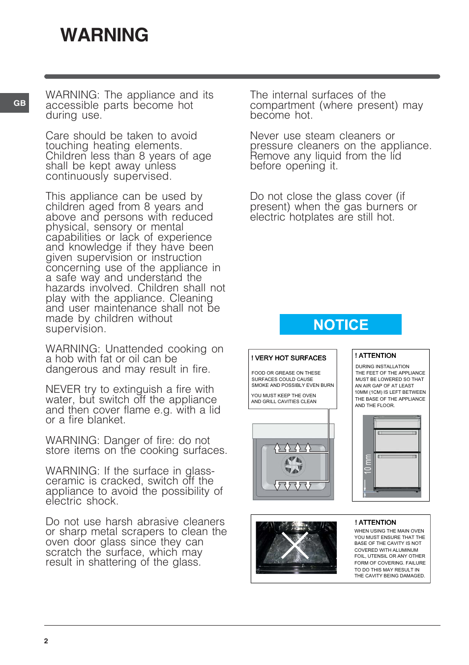 Warning | Indesit KDP60CS User Manual | Page 2 / 28