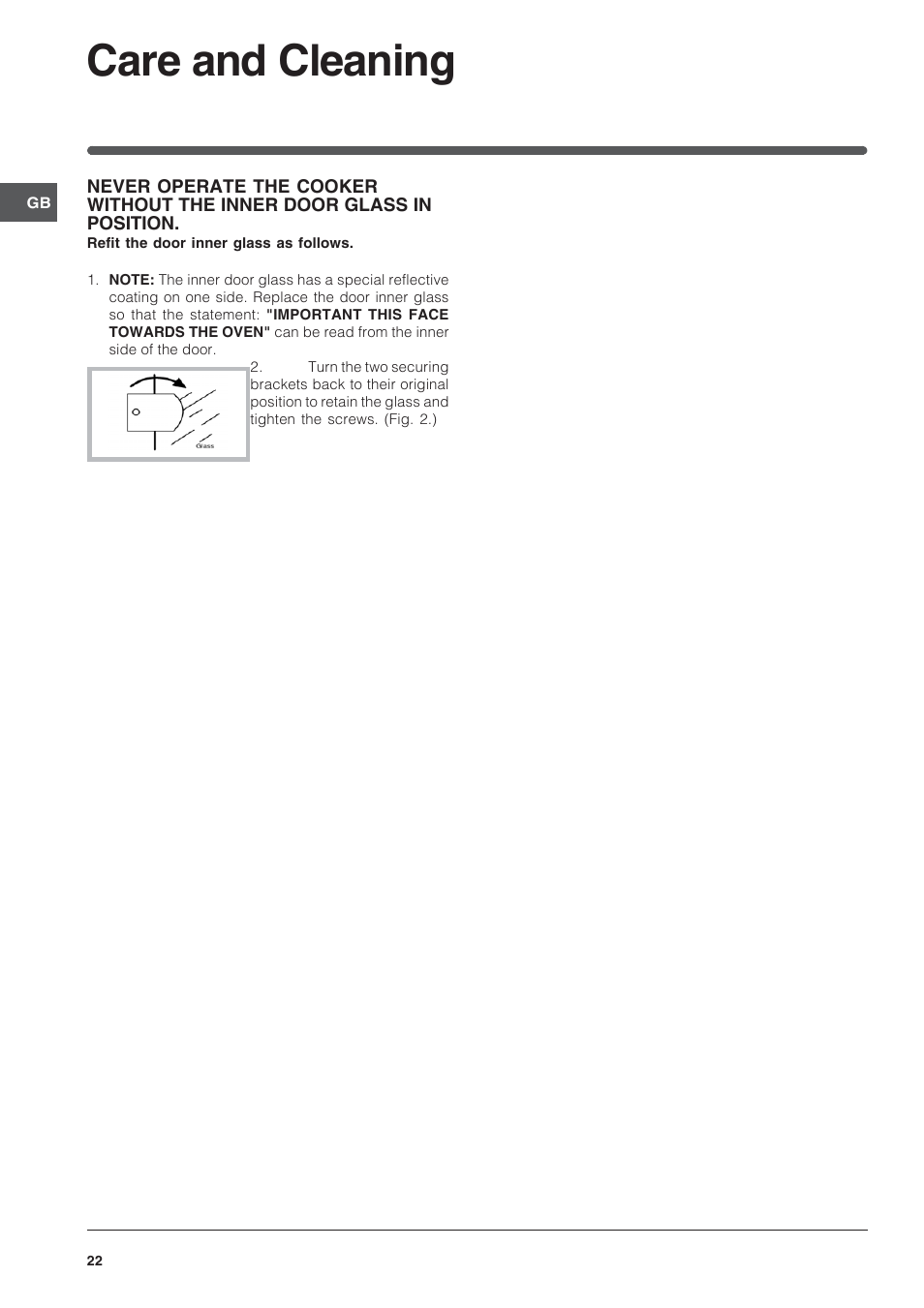 Care and cleaning | Indesit KDP60CS User Manual | Page 22 / 28