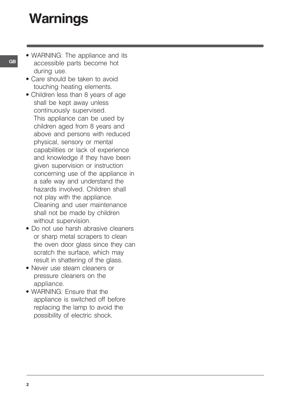 Warnings | Indesit FIMU23WHS User Manual | Page 2 / 28