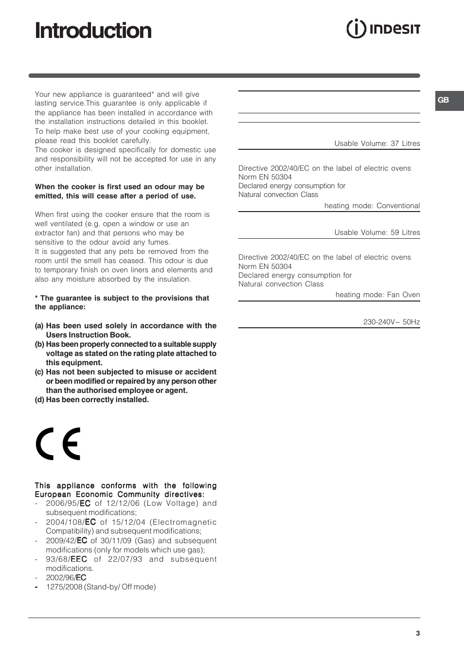 Introduction, Technical characteristics | Indesit FIMU23WHS User Manual | Page 3 / 28