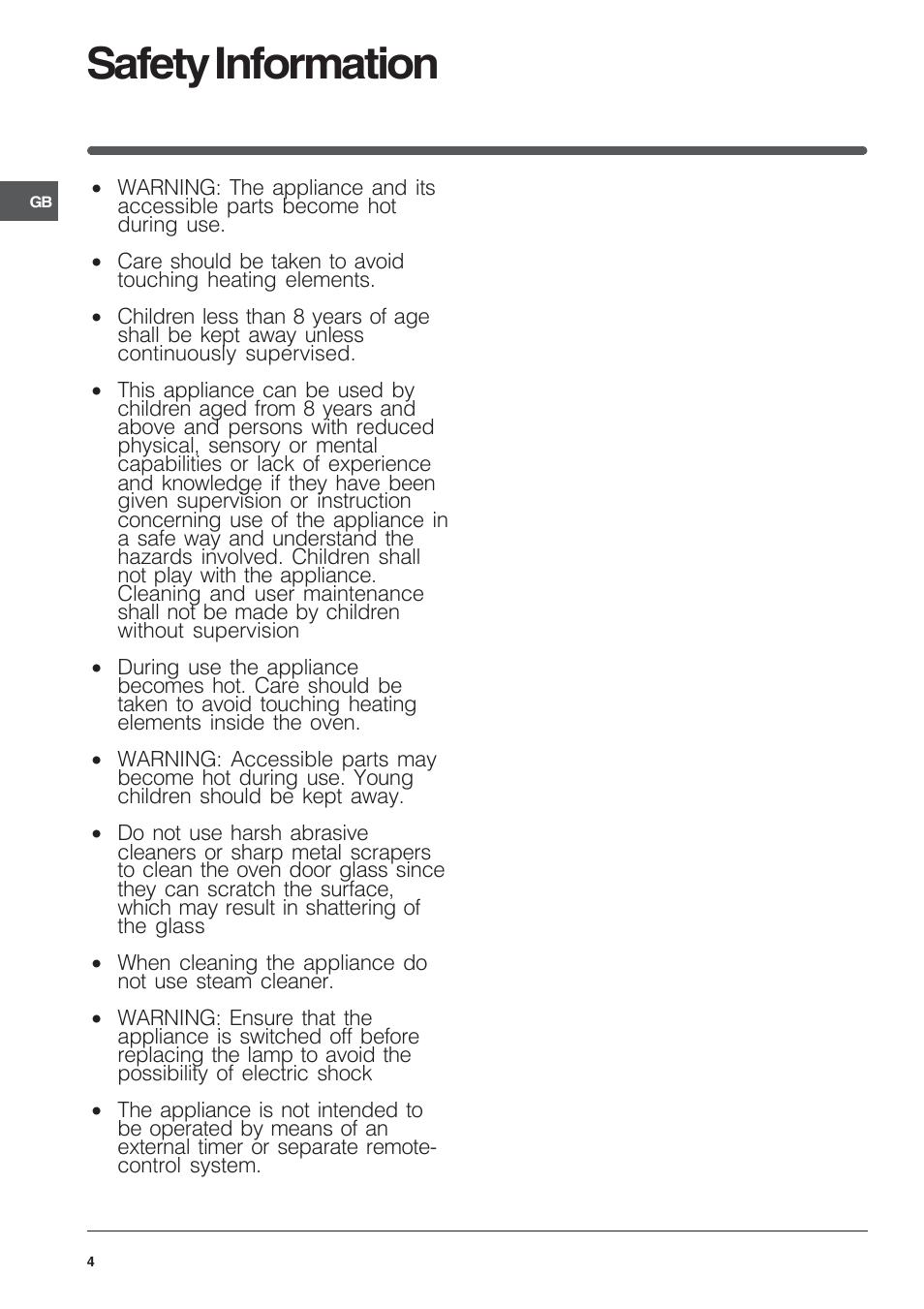 Safety information | Indesit FIMU23WHS User Manual | Page 4 / 28