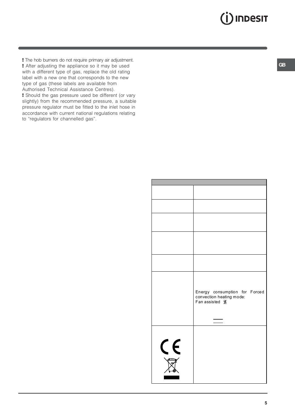 Indesit IS60D1X User Manual | Page 5 / 16