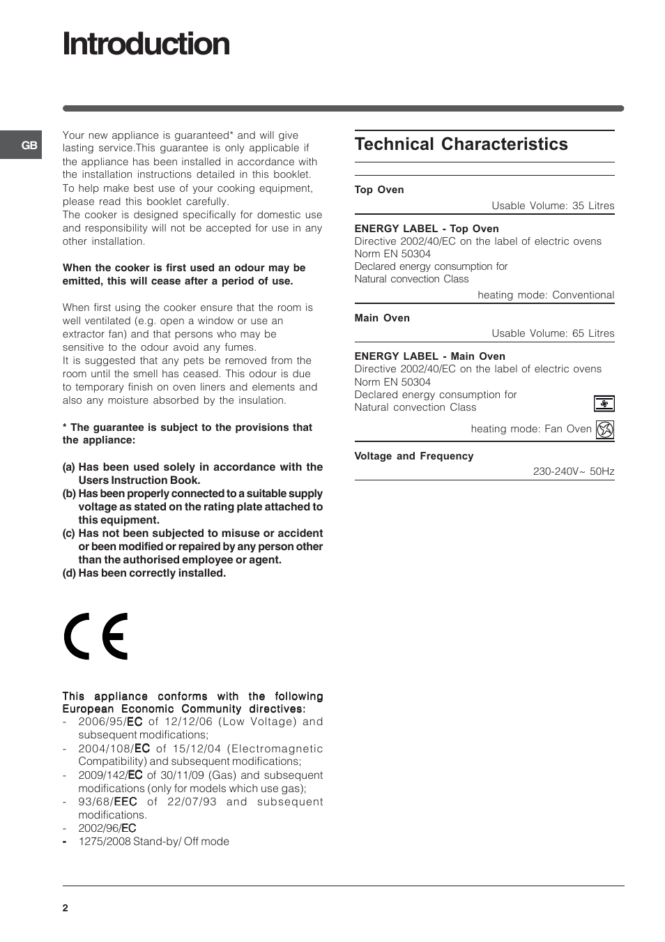 Introduction, Technical characteristics | Indesit BIMDS23IXGB User Manual | Page 2 / 40