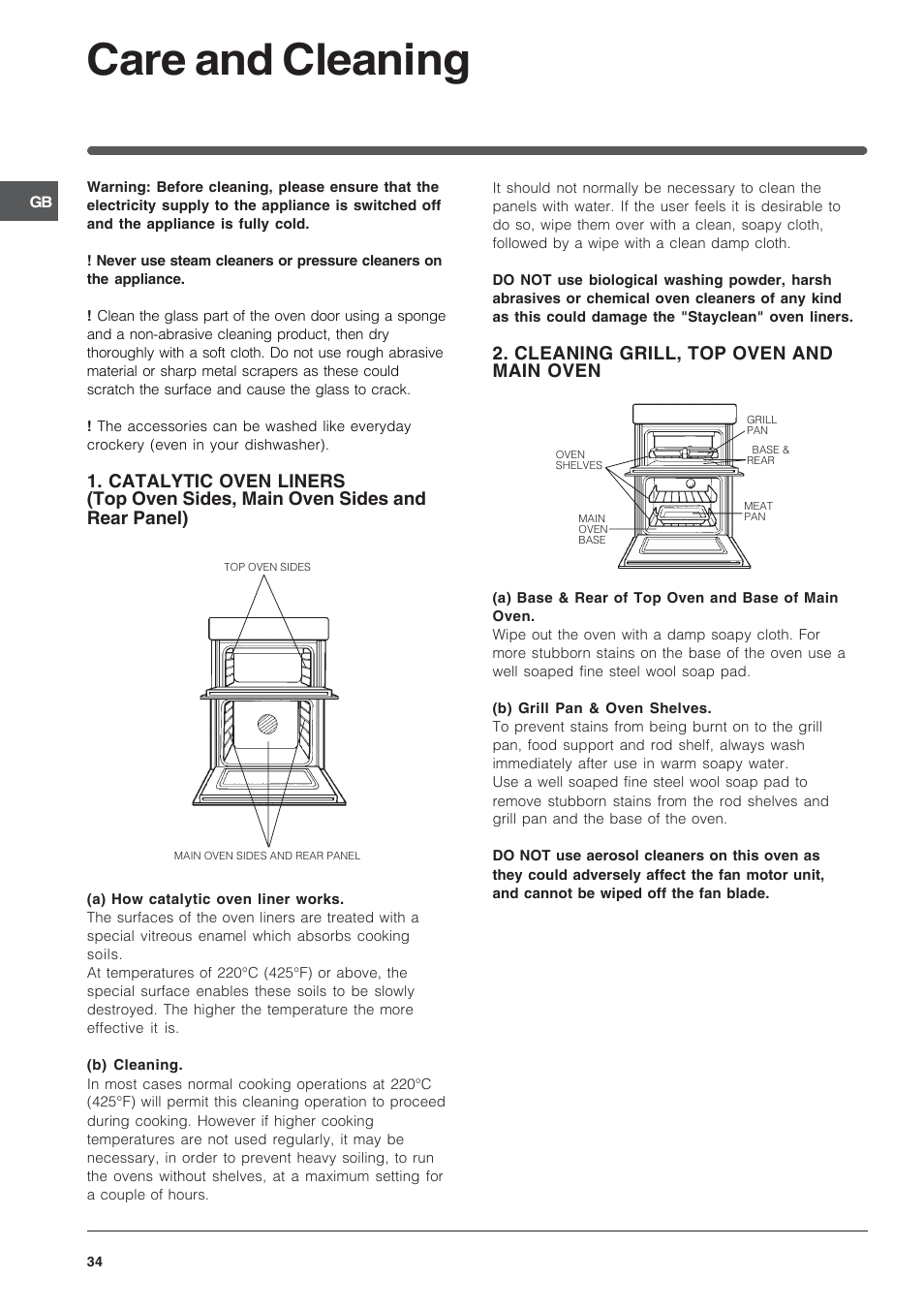 Care and cleaning | Indesit BIMDS23IXGB User Manual | Page 34 / 40