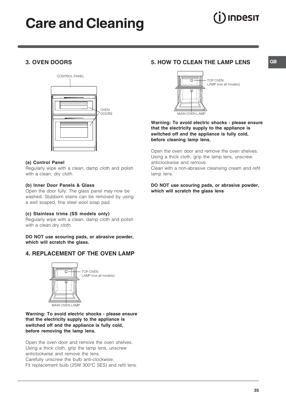 Care and cleaning | Indesit BIMDS23IXGB User Manual | Page 35 / 40