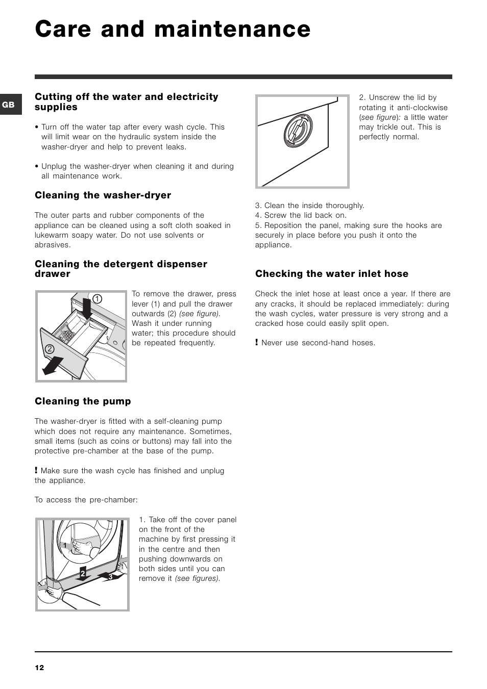 Care and maintenance | Indesit PWDE81680SUK User Manual | Page 12 / 16