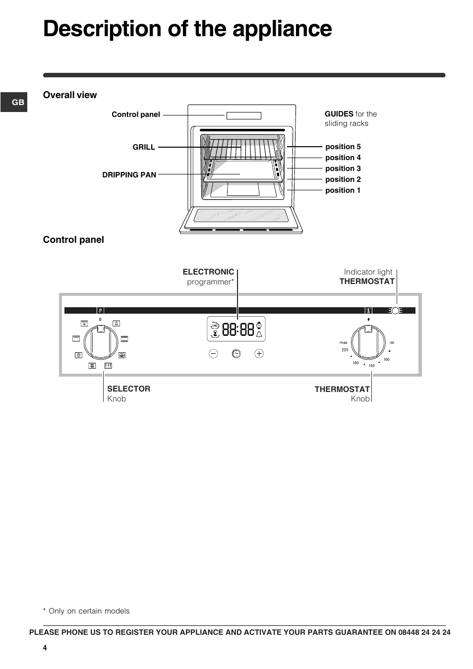 Description of the appliance | Indesit FIM73KC-AIXGB User Manual | Page 4 / 12