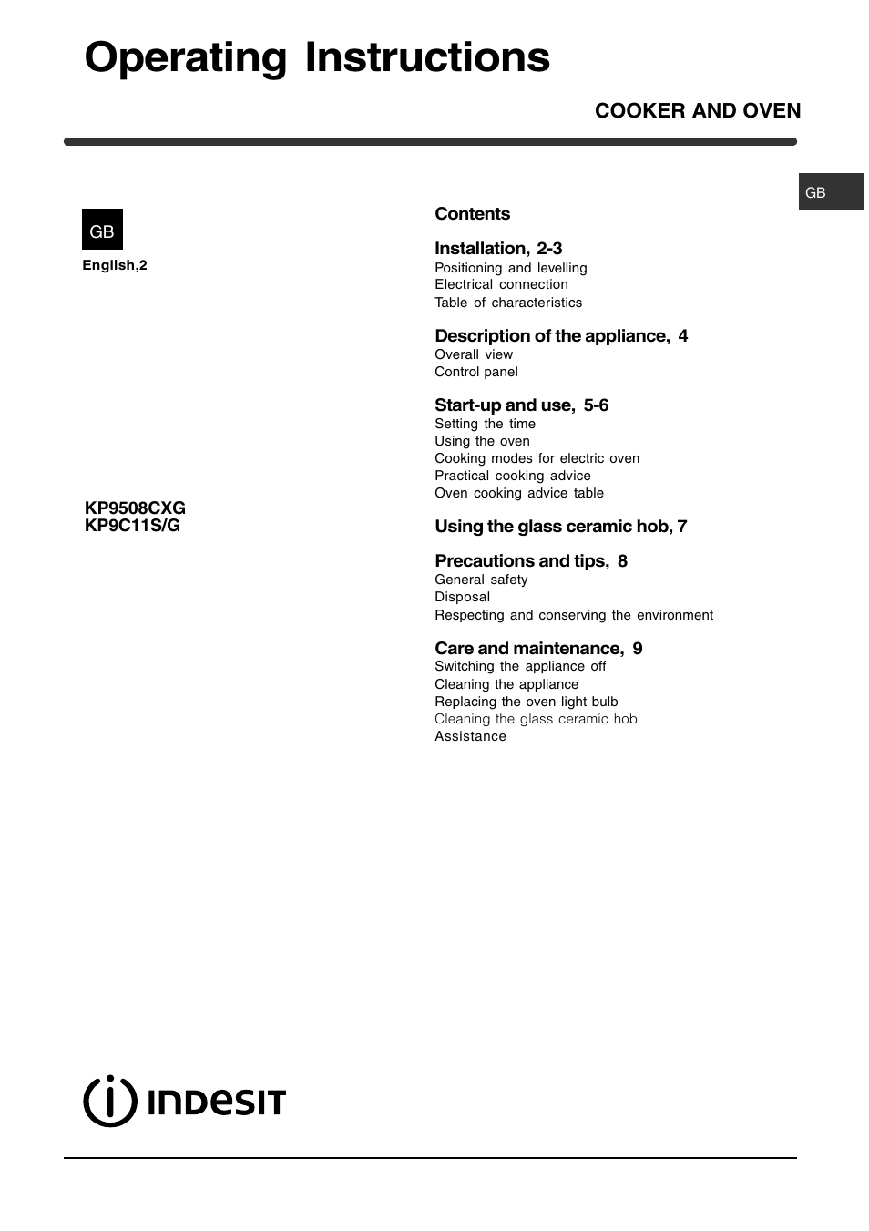 Indesit KP9C11SX-G User Manual | 12 pages
