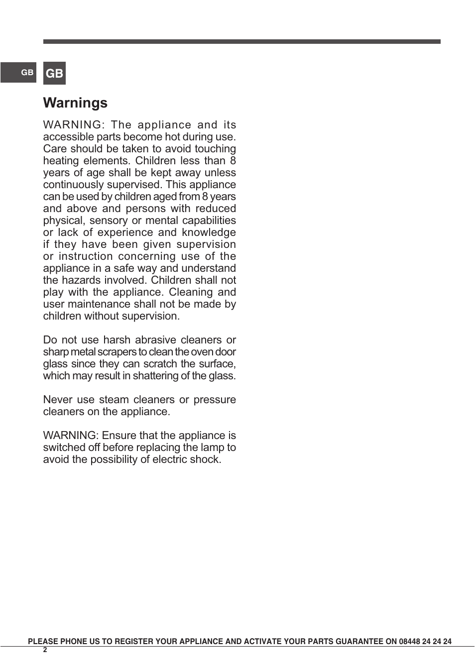 Warnings | Indesit IF63KAIXUKS User Manual | Page 2 / 16