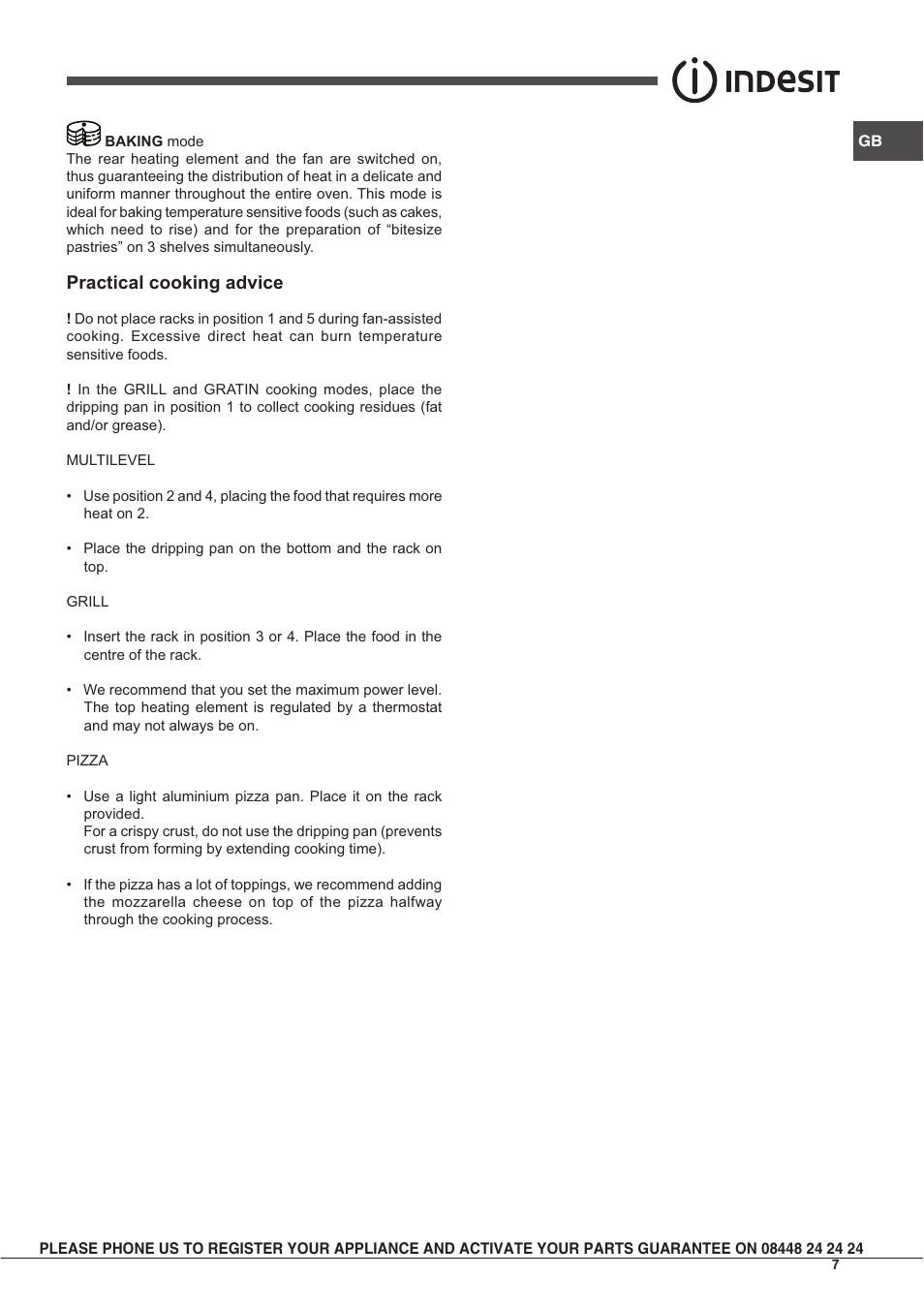 Practical cooking advice | Indesit IF63KAIXUKS User Manual | Page 7 / 16