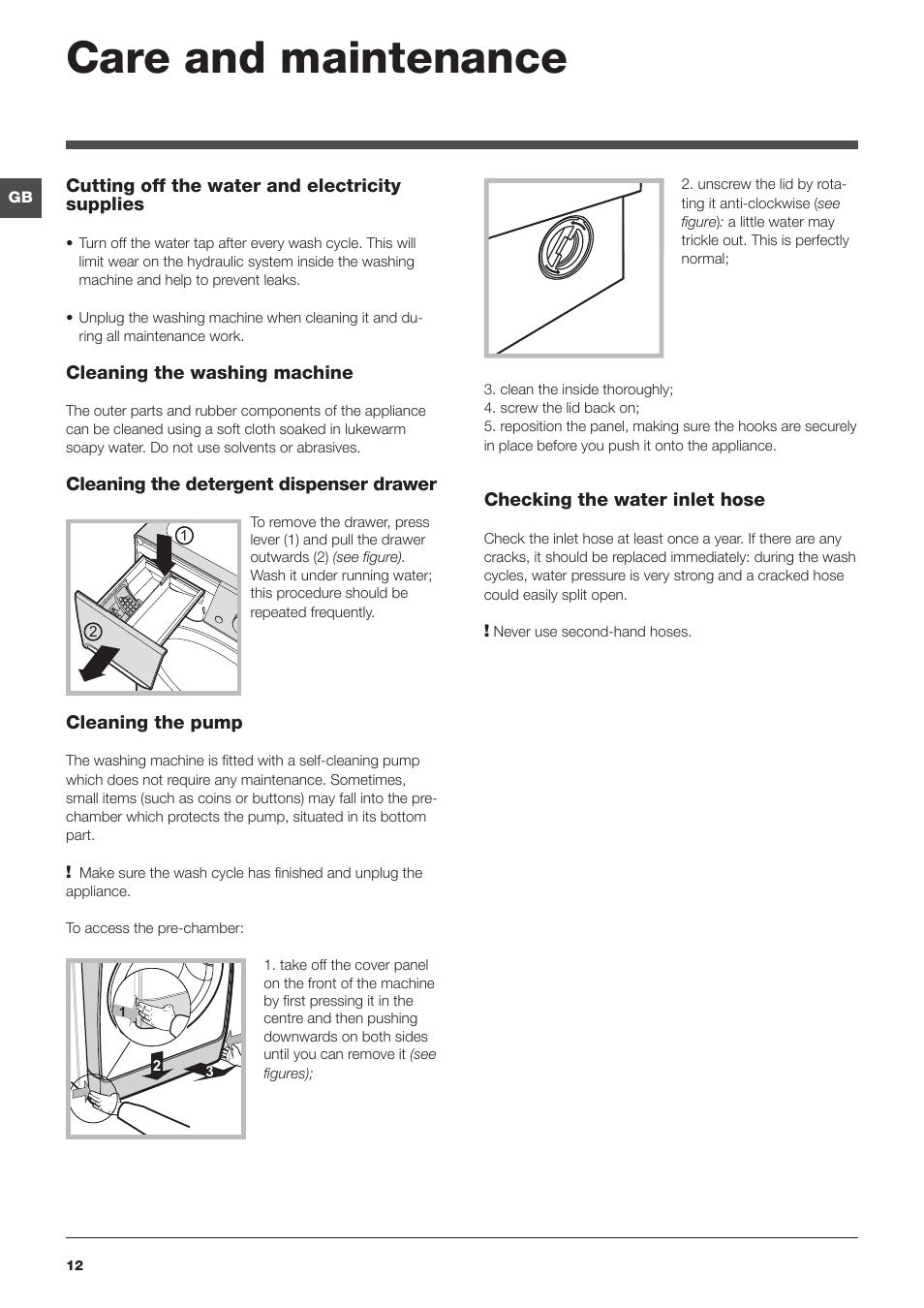 Care and maintenance | Indesit PWC8148W User Manual | Page 12 / 16