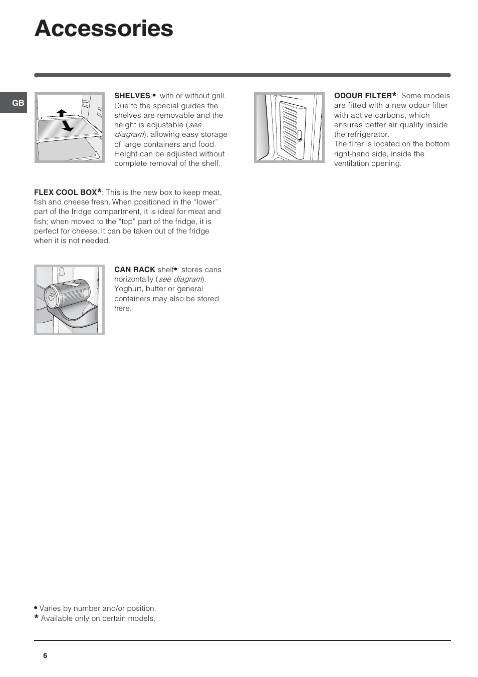 Accessories | Indesit 3DAS User Manual | Page 6 / 12