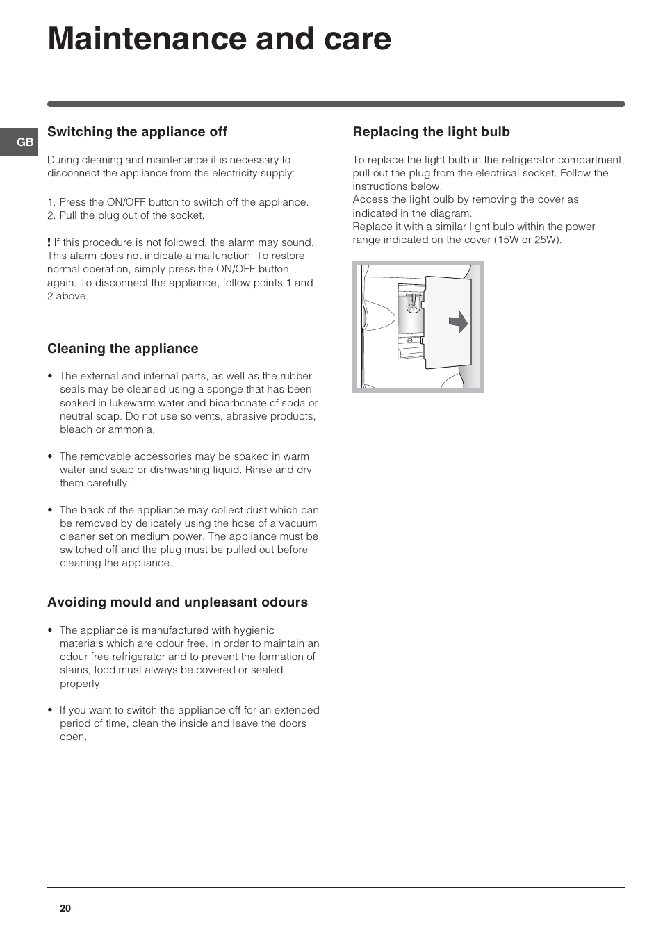 Maintenance and care | Indesit PBAA34NFXD User Manual | Page 8 / 12