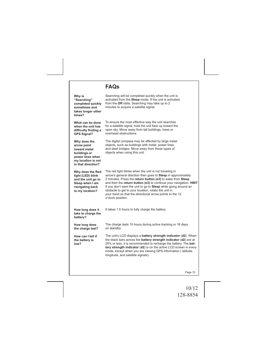 Faqs | Audiovox ECCO 128-8854 User Manual | Page 10 / 12