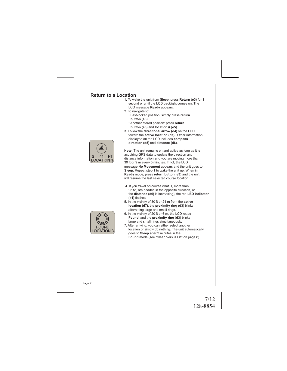 Return to a location | Audiovox ECCO 128-8854 User Manual | Page 7 / 12