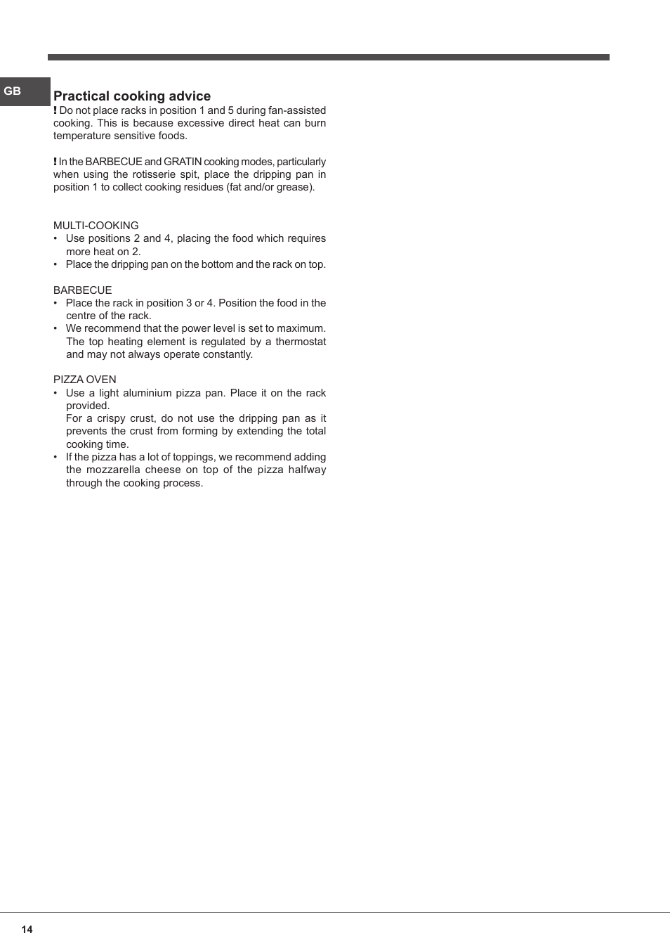 Practical cooking advice | Indesit FIM-832J-K.A-IX-(PL) User Manual | Page 14 / 64