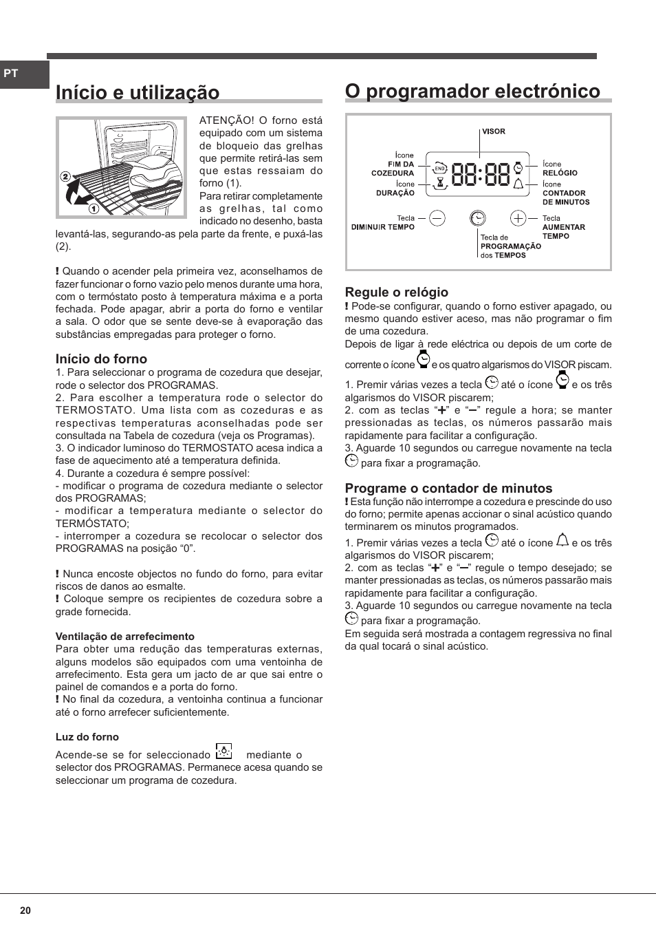 Início e utilização, O programador electrónico | Indesit FIM-832J-K.A-IX-(PL) User Manual | Page 20 / 64