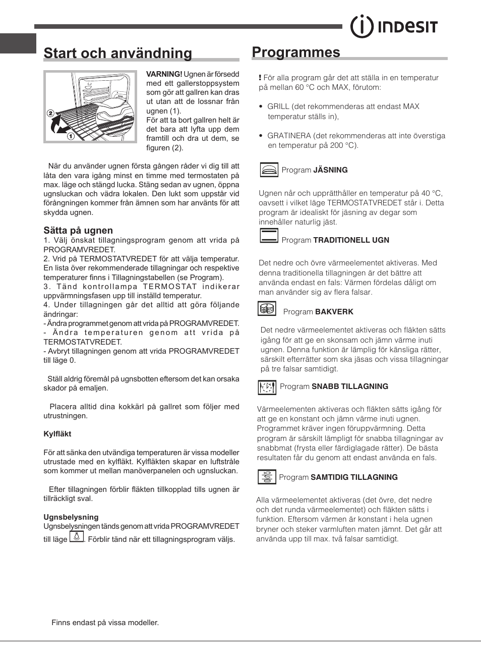 Start och användning, Programmes | Indesit FIM-832J-K.A-IX-(PL) User Manual | Page 58 / 64