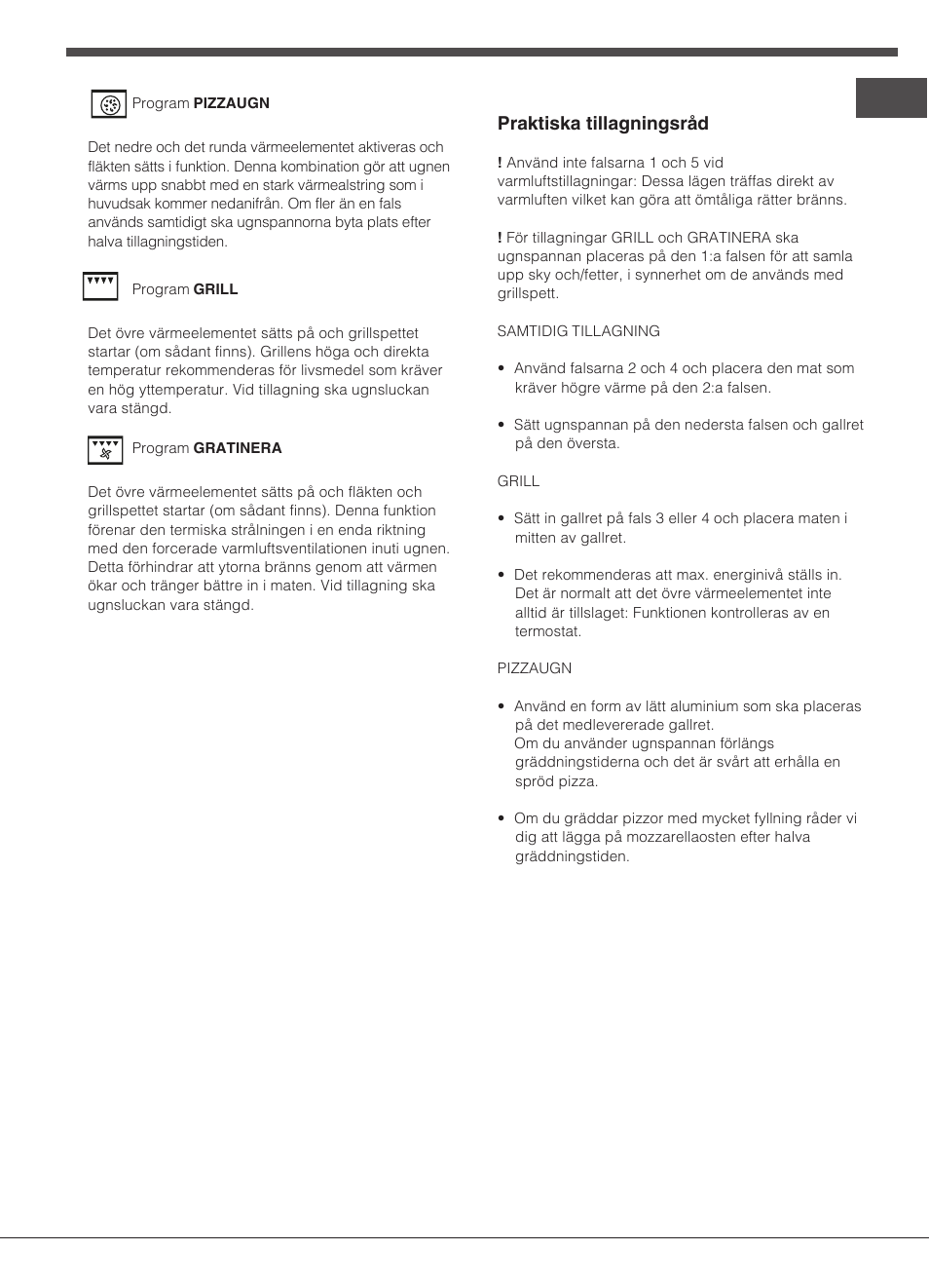 Praktiska tillagningsråd | Indesit FIM-832J-K.A-IX-(PL) User Manual | Page 59 / 64