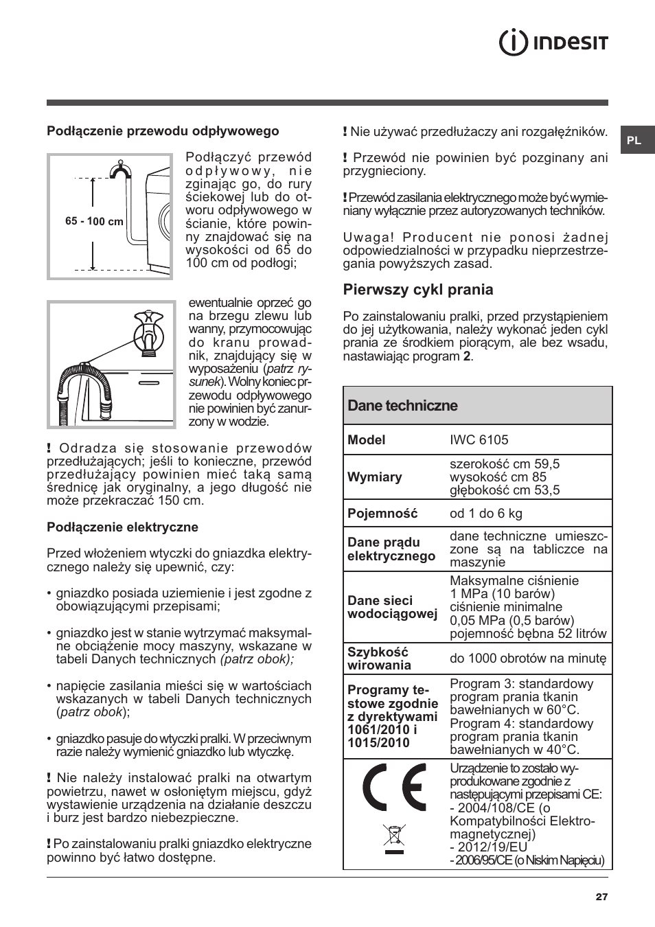 Indesit IWC-6105-(EU) User Manual | Page 27 / 72