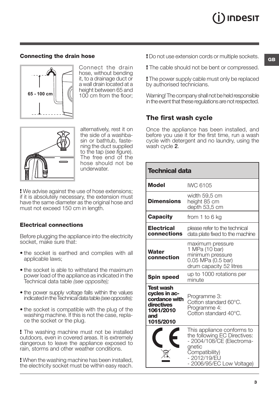 Indesit IWC-6105-(EU) User Manual | Page 3 / 72