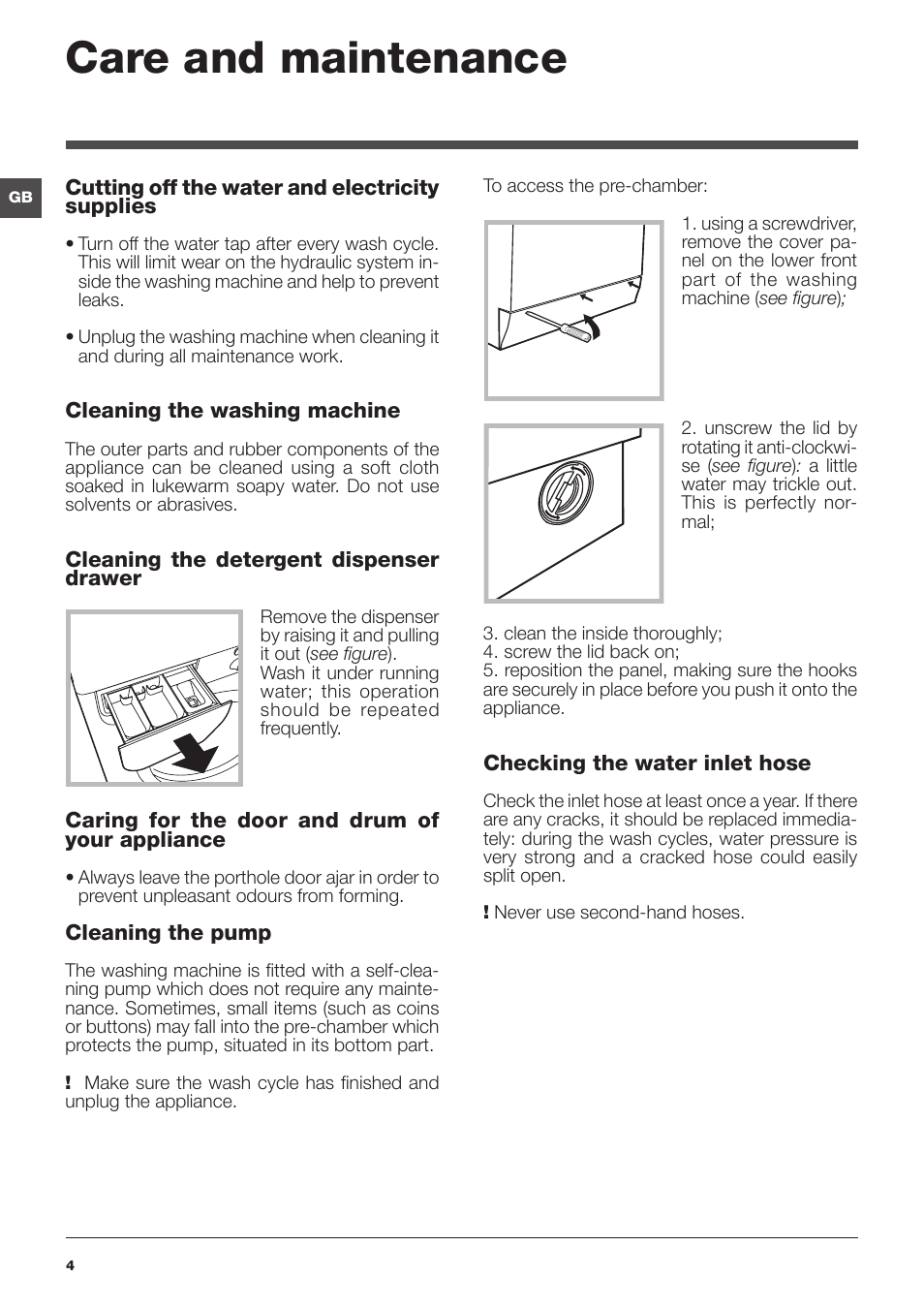 Care and maintenance | Indesit IWC-6105-(EU) User Manual | Page 4 / 72