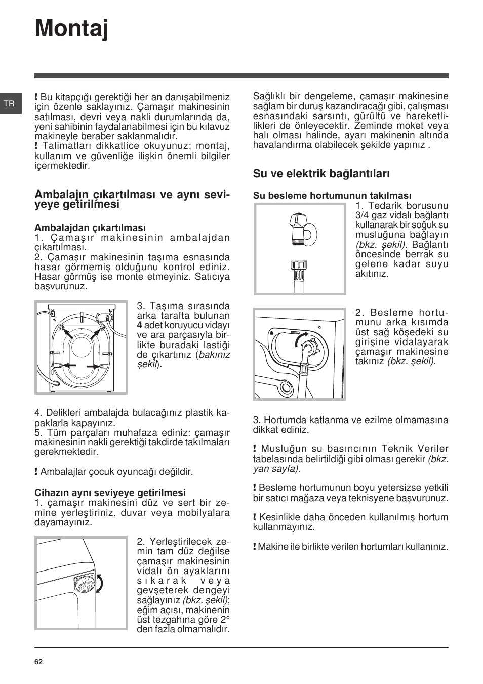 Montaj | Indesit IWC-6105-(EU) User Manual | Page 62 / 72