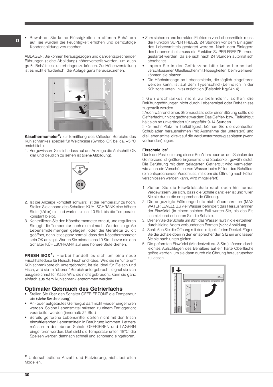 Optimaler gebrauch des gefrierfachs | Indesit BIAA-33-F-X-H User Manual | Page 30 / 52