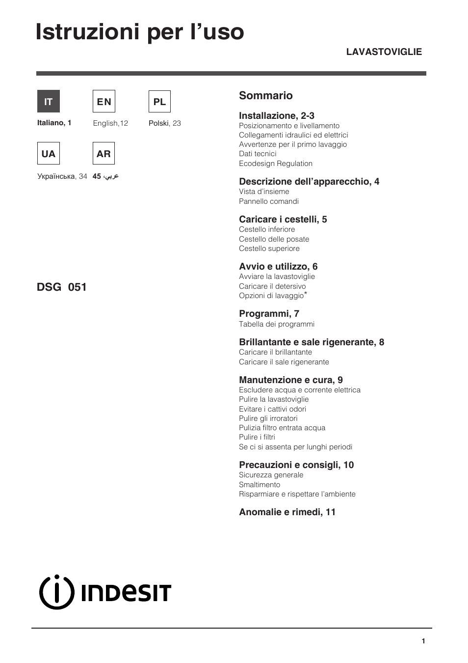 Indesit DSG-051-NX-EU User Manual | 56 pages