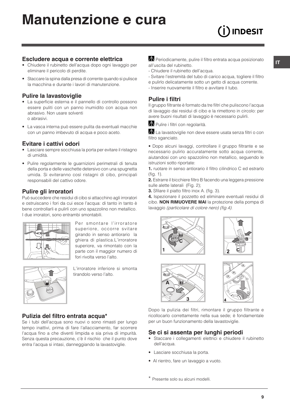 Manutenzione e cura | Indesit DSG-051-NX-EU User Manual | Page 9 / 56