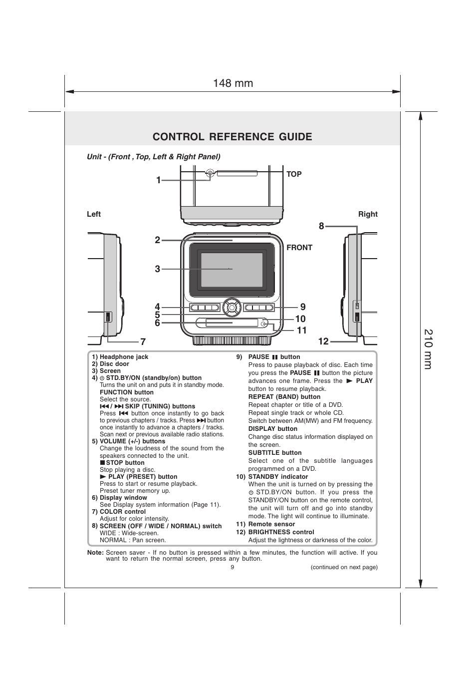 Control reference guide | Audiovox MVS6950 User Manual | Page 10 / 32