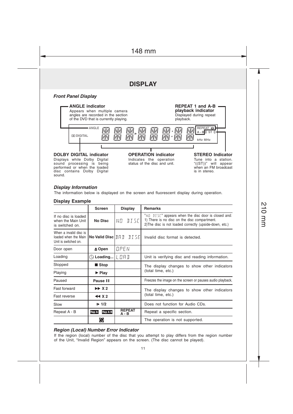 Display | Audiovox MVS6950 User Manual | Page 12 / 32