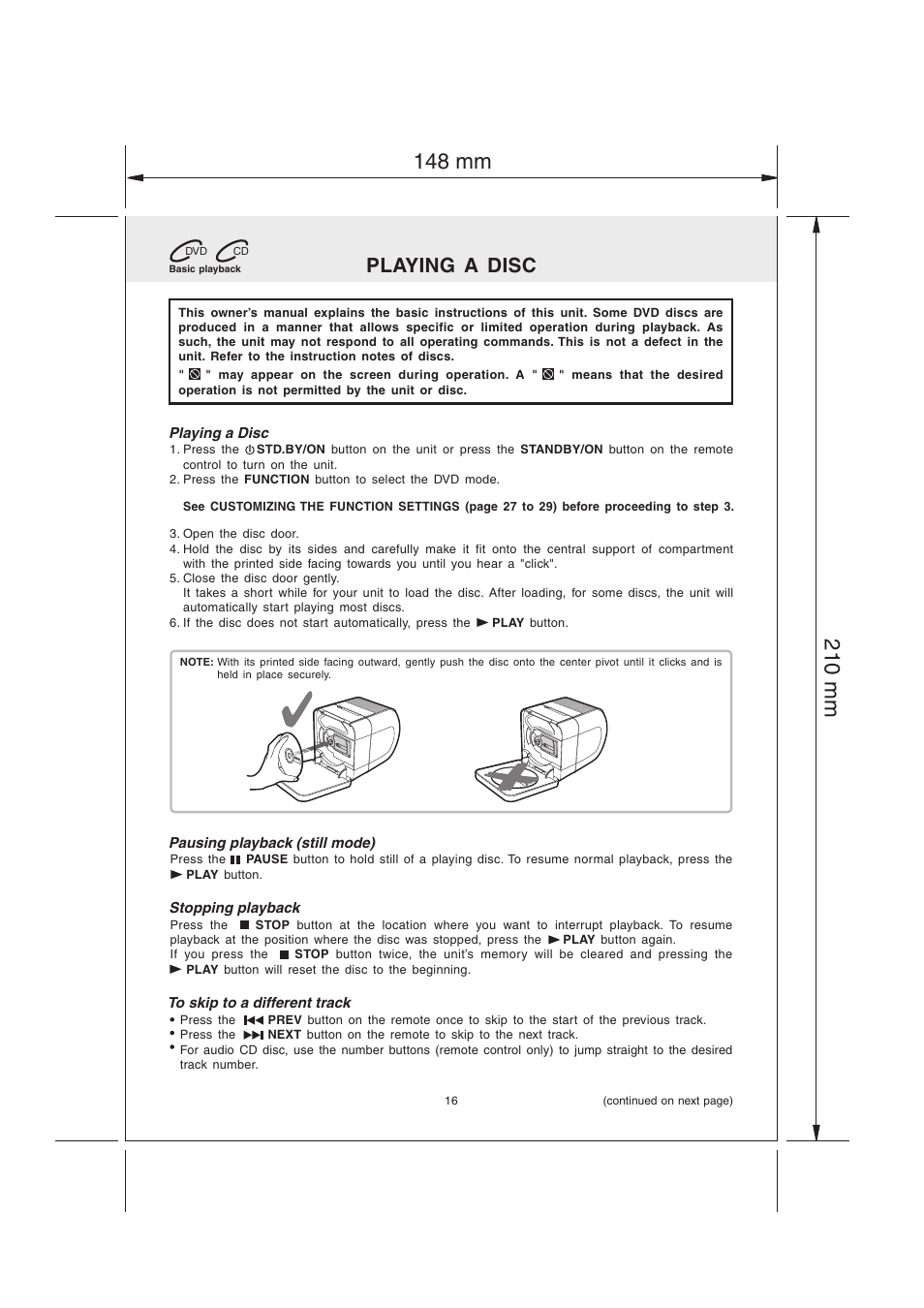 Playing a disc | Audiovox MVS6950 User Manual | Page 17 / 32