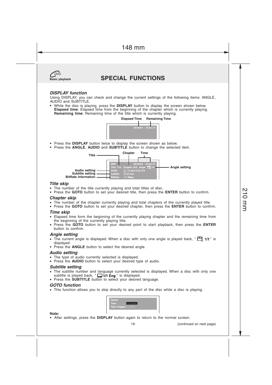 Special functions | Audiovox MVS6950 User Manual | Page 20 / 32