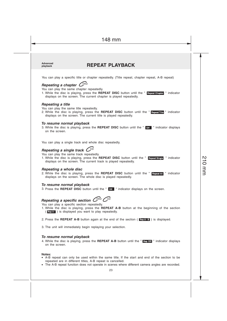 Repeat playback | Audiovox MVS6950 User Manual | Page 24 / 32