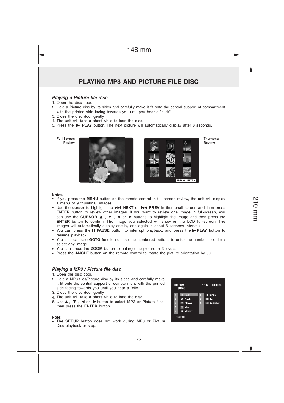 Playing mp3 and picture file disc | Audiovox MVS6950 User Manual | Page 26 / 32