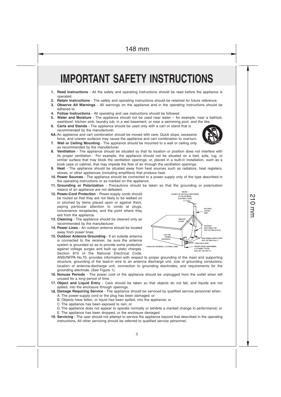 Important safety instructions | Audiovox MVS6950 User Manual | Page 4 / 32