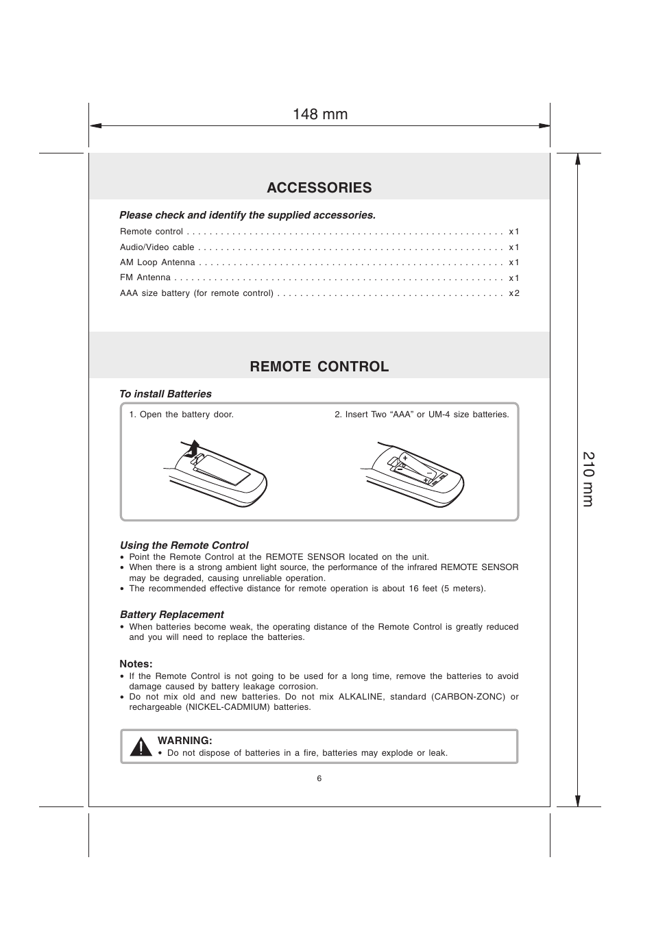 Accessories remote control | Audiovox MVS6950 User Manual | Page 7 / 32