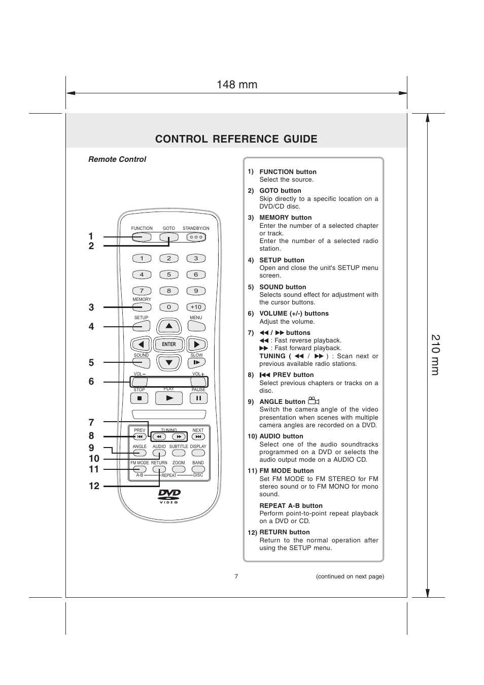 Control reference guide | Audiovox MVS6950 User Manual | Page 8 / 32
