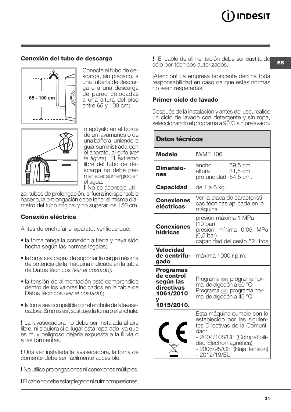 Indesit IWME-106-(EU) User Manual | Page 31 / 84