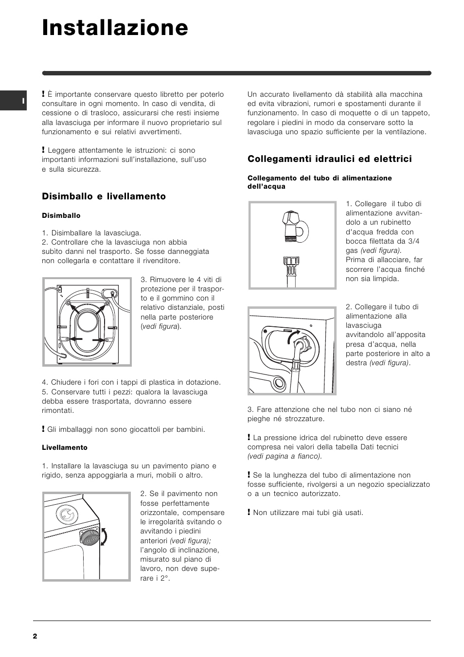 Installazione | Indesit IWDE-12-(EU) User Manual | Page 2 / 56